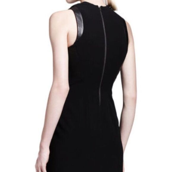 Helmut Lang Dress Black Leather Trim Wool Blend Cowl Neck Sleeveless Size 6 Wool - Picture 2 of 10